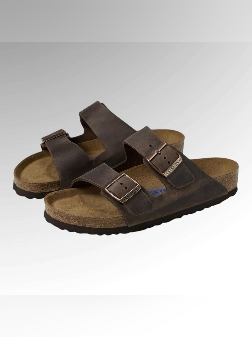 Birkenstock Brown Two-Buckle Leather Slides